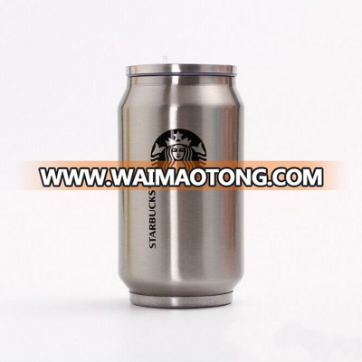 Cans shaped thermos flask 280ml double wall stainless steel vacuum cola cans thermal milk can