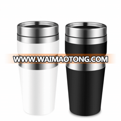 Double wall insulated stainless steel 16oz travel mug for coffee