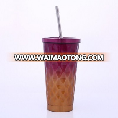 2017 16oz hot sell stainless steel tumbler with vacuum insulted vacuum tumbler mug with straw