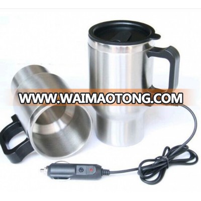 New design stainless steel USB heated mug with handle 12v plug 450ml