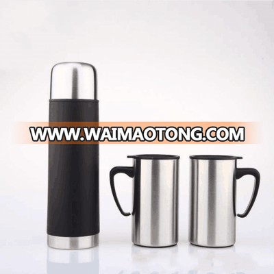 Thermos flask gift set(2pcs coffee mugs + 500ml vacuum flask with gift box sets