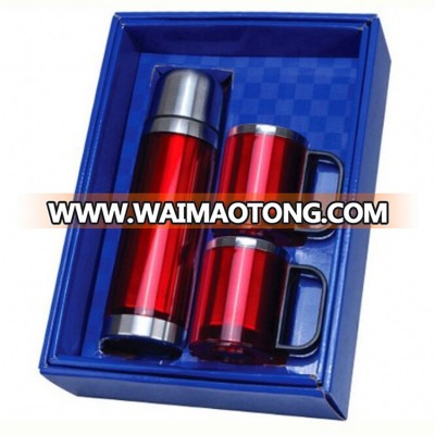 Thermos flask gift set(2pcs coffee mugs + 500ml vacuum flask with gift box sets